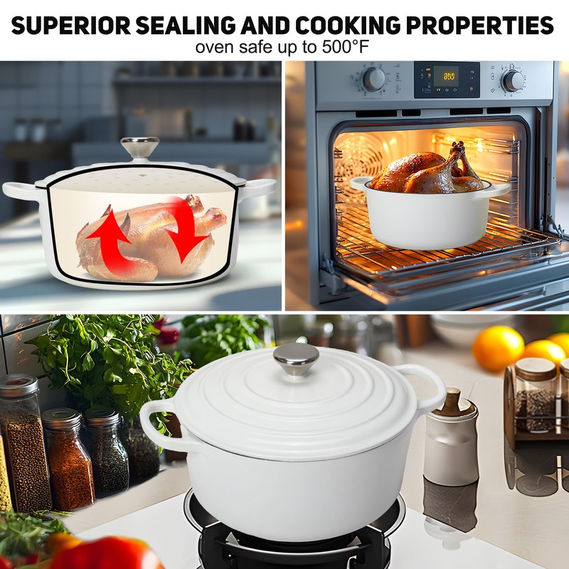LEADKooKers 5QT Enameled Cast Iron Bread Oven with Proofing Basket