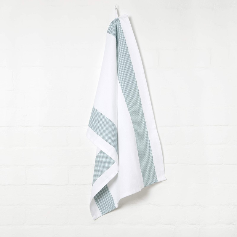 100% Cotton Tea Towel - Teal Mini Chequered Pattern, Pack