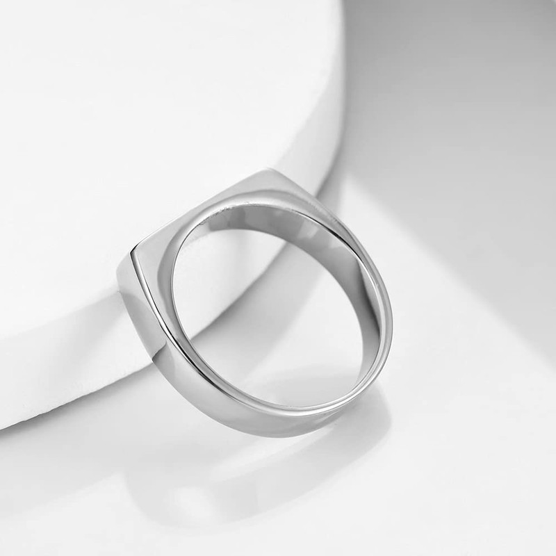 MYNENEY - Anillo de compromiso de boda de acero inoxidable