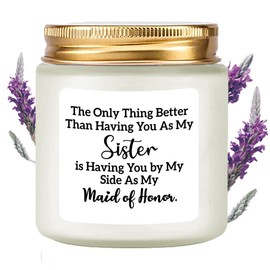 LAMIVEENLA Maid of Honor Gifts Scented Candle Lavender - Matron of Honor Gifts for Sister Bridesmaids Matron of Honor Proposal Gifts Maid of Honor Proposal Gifts Soy Candle 4oz