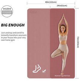 8mm Large Yoga Mat (6'x 4') - Extra Long and Wide 72 x 48 x 0.32 inches, Non-Slip POE Fitness Mat, Eco-Friendly, Thick Wide Exercise Mat for Home Workouts,Ideal for Yoga and Pilates.(Deep Pink+Grey)