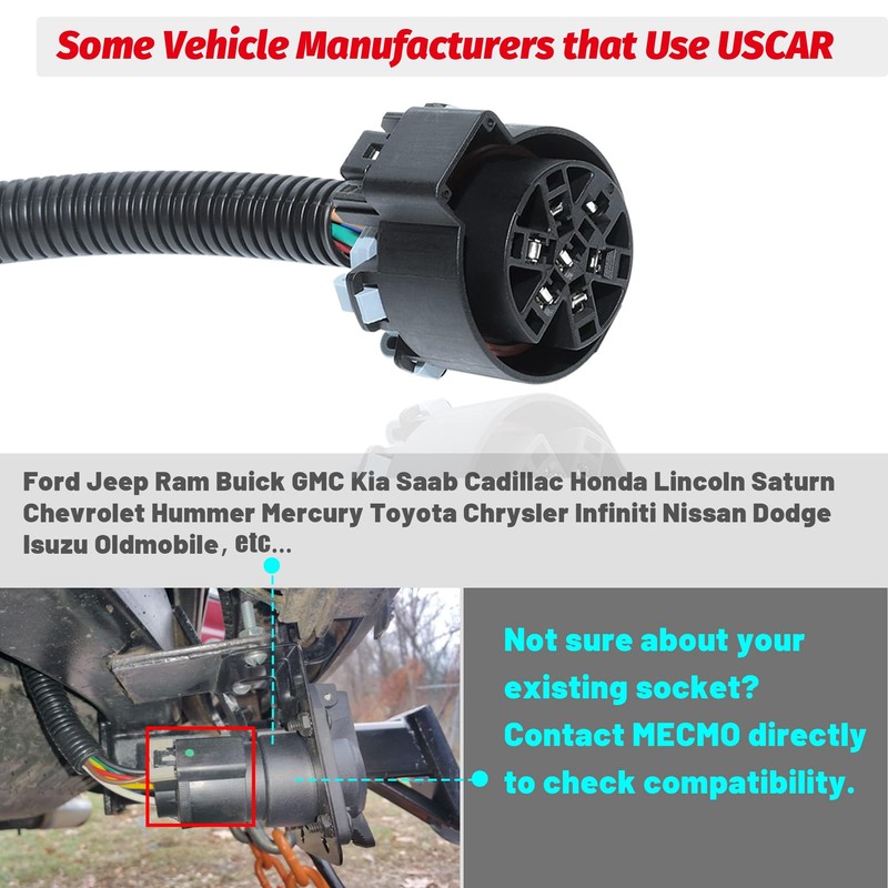 MECMO 55384 Replacement USCAR 7 Pin to 4 Pin Trailer
