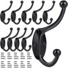 GlazieVault Black Coat Hooks for Wall - Stainless Steel Coat