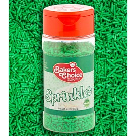Bakers Choice Green Sprinkles for Baking - Jimmies Sprinkles for Ice Cream Toppings - Dairy Free, Kosher 2.8 oz.