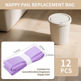 Refill Bags for Cat Litter, Pack of 12, Compatible Litter Locker Refill Cassette, 4.5 m Nappy Bin, Refill Cassettes, Cat Bucket, for Most Rubbish Bins, Nappy Containers and Cat Litter Containers