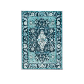 CALORGAN Area Rug for Living Room: Washable 8x10 Area Rugs Bedroom Dining Room Non Slip - Oriental Low Pile Thin Carpet for Home Decor No Shedding - Soft Vintage Boho Rug Aesthetic - Malachite Green