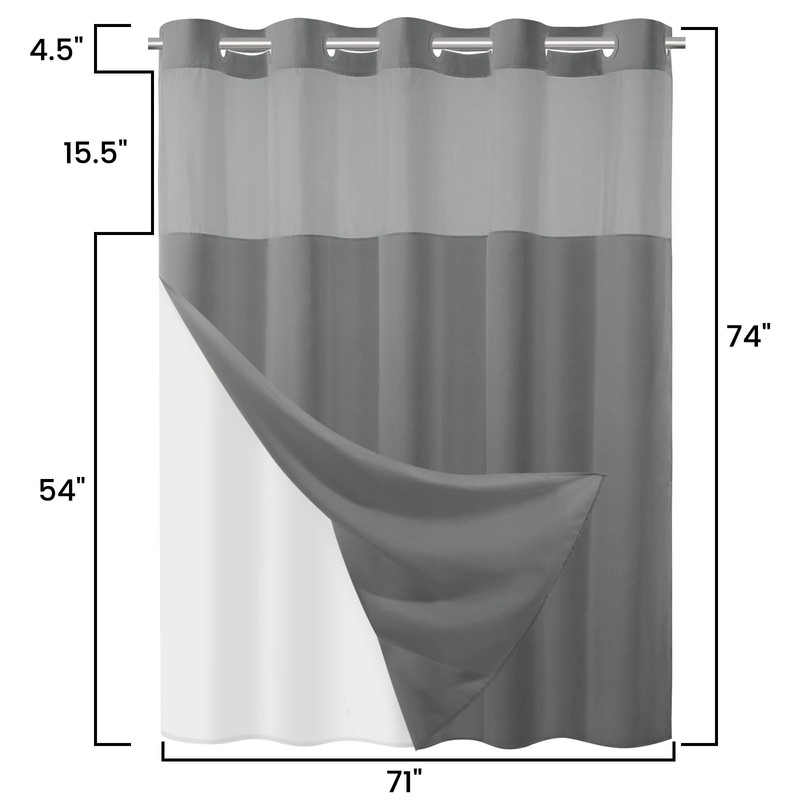 SORTTO No Hook Slub Textured Shower Curtain with Snap in
