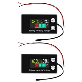 DiyStudio 2個バッテリーメーター, DC8-100V LCDデジタル電圧計12V 24V 36V 48V 60V 72V LEDバッテリーテスター 2線式 カーバッテリー表示ランスメーター