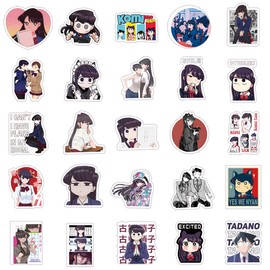 62Pcs Komi Cant Communicate Anime Stickers Pack, Japanese Manga Merch Vinyl Waterproof Sticker Decals for Water Bottle,Skateboard,Laptop,Phone,Journal,Scrapbooking,Bumper for Kids Teens Adults…