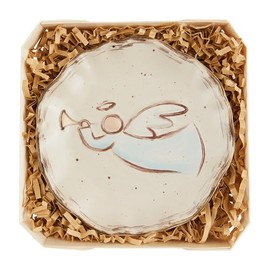 Mud Pie Angel Stoneware Trinket Dish Tidbit Plates, 4 1/2" dia, CREAM