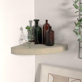 TREATLIFE HOME Floating Corner Shelf for Cozy Home Displays, Easy to Install with Invisible Mounting, Books and Decor, Oak Finish, 9.8"x9.8"x1.5"