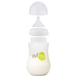 Avima Botellas anticólicos, sin BPA, cuello ancho con pezones de flujo medio (juego de 3)