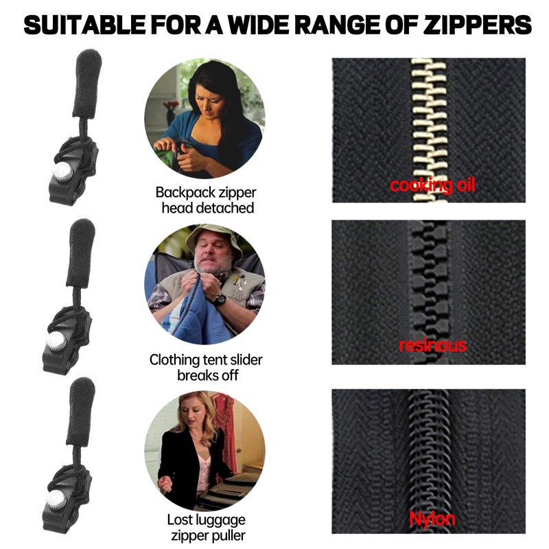 Zip Repair Set, Smavles Zip Black Fix Zip Puller, Zip