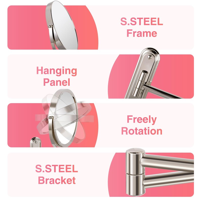 VORREMIRR Wall Mounted Makeup Mirror, 15X/1X Double Sided Magnifying Mirror,