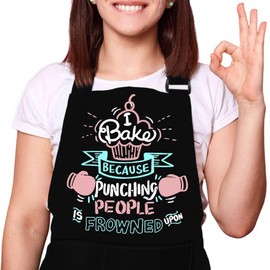 LINEN CLOSET® Baking Aprons for Women Baker Aprons for Men Funny Baking Gifts for Bakers Wife Husband Mother Daughter Kitchen Apron with Pockets- baking queen apron