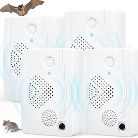 Bat Repellent for Attic: 4 Pack Bat Deterrent Devices - Rechargeable Bird Repellent,Porch & House | Bats Removal Do It Yourself for Indoor & Outdoor | Friendly to Human & Pet(White)
