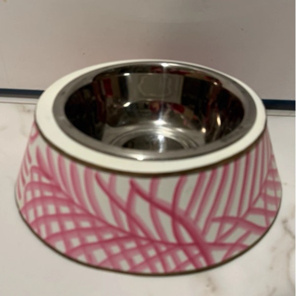 Jaye's Studio Pink & White Palm Frond Large Pet Bowl