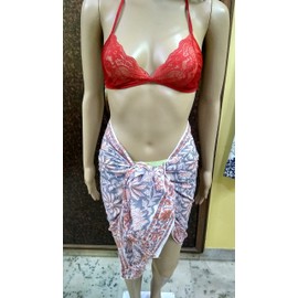 FIKIMOS Cotton Scarfs For Women’s Apparel Fabric Hand Block Printed 70x20 Inch Mini Stoll For Girls Scarfs No-10 Orange 70 x 20 inch