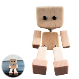Shaking Wooden Man Figurine, 3.2inch Handmade Shaking Feet Wooden Doll, Shaking Feet Woodens Doll, Magnetic Car Ornaments Action Figure, Fun Car Dashboard Decorations for Travel, Commutes & Home