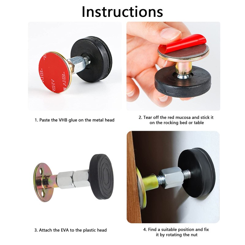 WANGCL 4 Packs Height Adjustable Bed Frame Headboard Stopper Telescopic