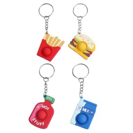 YSDYY 4 Pieces Creative Keychains, Bag Charms, Burger Milk Fries Bottle Keychains, Pendants to Relieve Stress and Fidgets, Children's Keychains, Fun Keychains, Anxiety Relief Gadgets