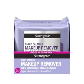 Neutrogena Toallitas Desmaquillantes Nocturnas Calmantes para el Rostro, Toallitas Limpiadoras Nocturnas que Eliminan el Sudor, la Suciedad y el Maqui
