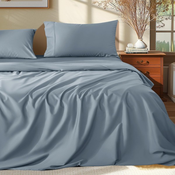 Shilucheng 100% Egyptian Cotton King Size Sheets Set - 1000