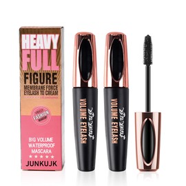 2 Pack 4D Silk Fiber Lash Mascara,Lengthening and Thick,Long Lasting Waterproof Mascara Set for Women,All Day Smudge-Proof Mascara Volume and Length