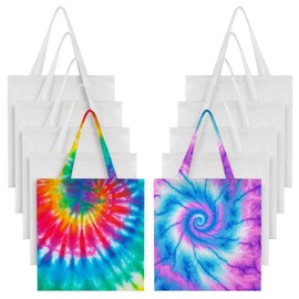 Silkfly 10 Pcs Cotton Tote Bags for Tie Dying Tie Dye Kit Items Things to Tie Dye Bag for Large Groups Tie Dye Party Project