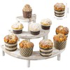 MyGift 3 Tier Cupcake Stand Whitewashed Wood Semicircle Dessert and