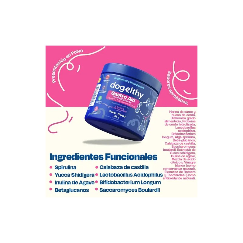 Dogelthy Gastro Aid Probioticos Para Perros 135g Sabor Cerdo