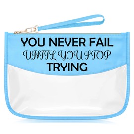 Sazuwu Inspirational Graduation Gifts Blue Makeup Bag with Zipper Motivational Friendship Gifts for Coworkers Employee Cosmetic Travel Bag Organizer Thank You Gifts for Women Appreciation