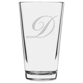 Monogram 16oz Bix Script Cursive D Monogram Pint Drinking Glass