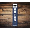Expert Ski Vertical Sign, Custom Double Black Diamond Ski Difficulty