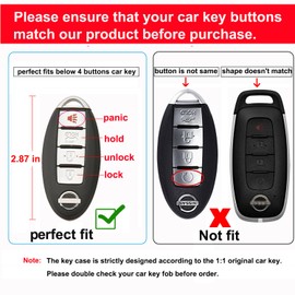SUNCARACCL for Nissan Key Fob Cover with Leather Keychain, Soft TPU Full Protection Key Case Shell for Nissan Altima Maxima Rogue Armada Pathfinder Smart Key 4 Buttons (White)