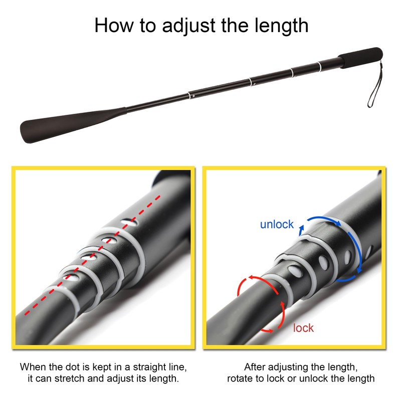 Fanwer Metal Shoe Horn Long Handle For Seniors,14"-37" Adjustable Shoehorns