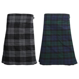NORTH EDGE Men's Grey Watch Scottish Kilt 5 Yard 16oz Traditional Highland Tartan Skirt-Adjustable Leather Straps (42, Grey Watch)