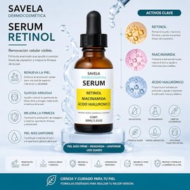 Serum Facial Retinol, Niacinamida y Ácido Hialuronico 30ml,