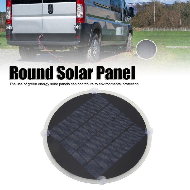 Cryfokt Round Solar Cell Panel, 12V Portable Round Solar Panel
