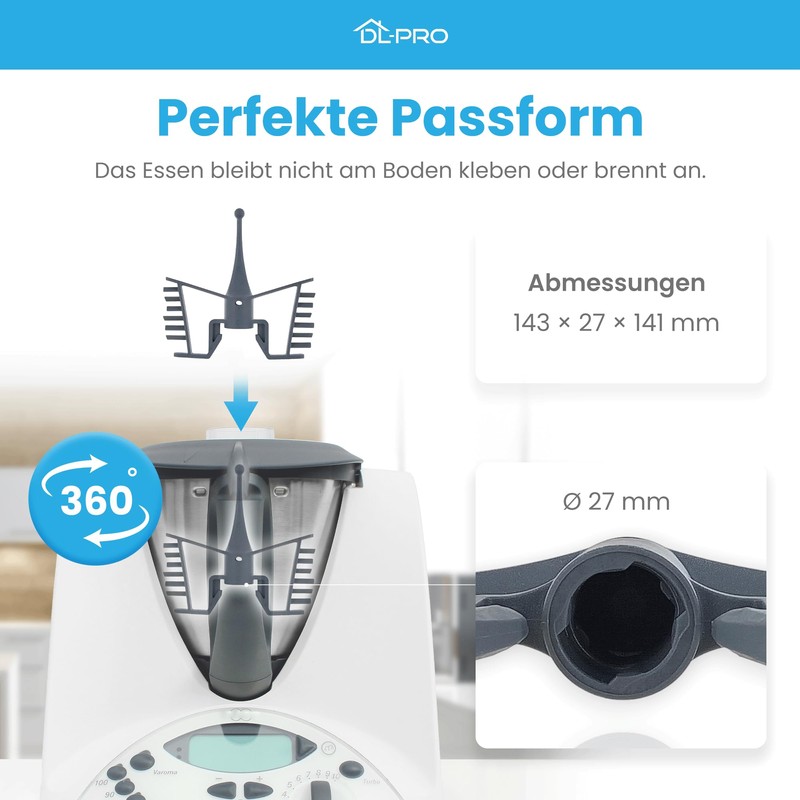 DL-pro Butterfly Mixing Attachment for Thermomix TM31 Food-Safe, BPA-Free, Dishwasher