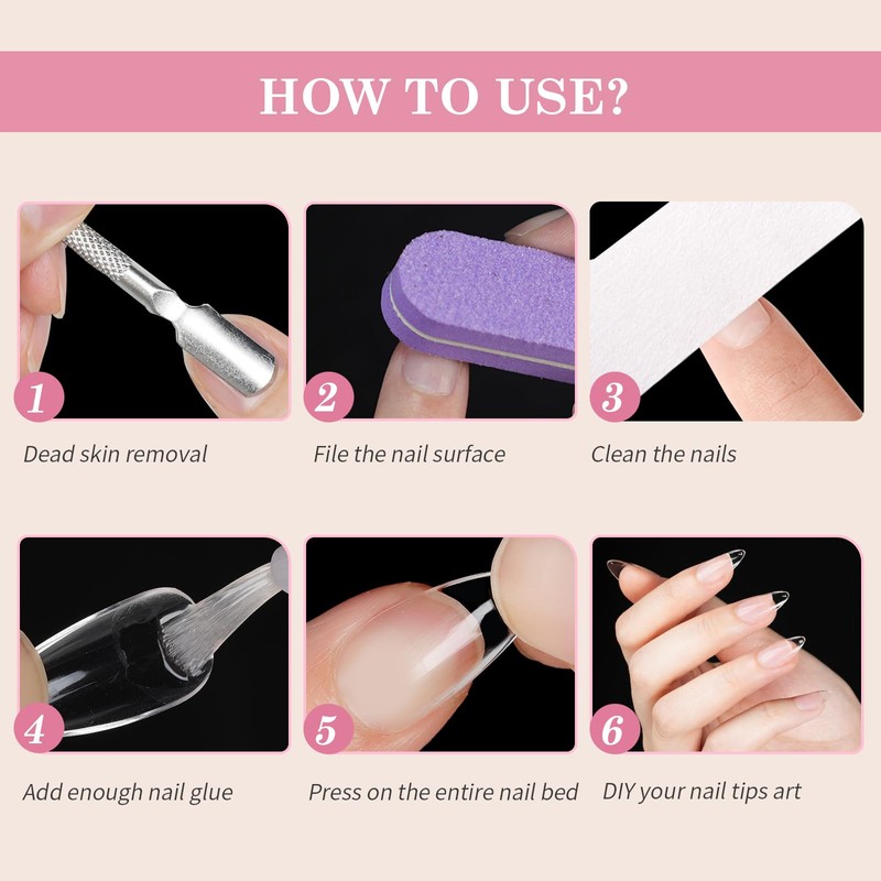 EARLMONI Short Almond Nail Tips - Soft Gel Full Cover