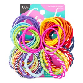Goody Kids Ouchless Hair Elastics, 60 Ct Assorted Colors, Perfect Stocking Stuffer & Holiday Gift for Girls & Boys, No Pull or Breakage, Tangle-Free Hold for Fine Hair, Long-Lasting Ponytail Holders