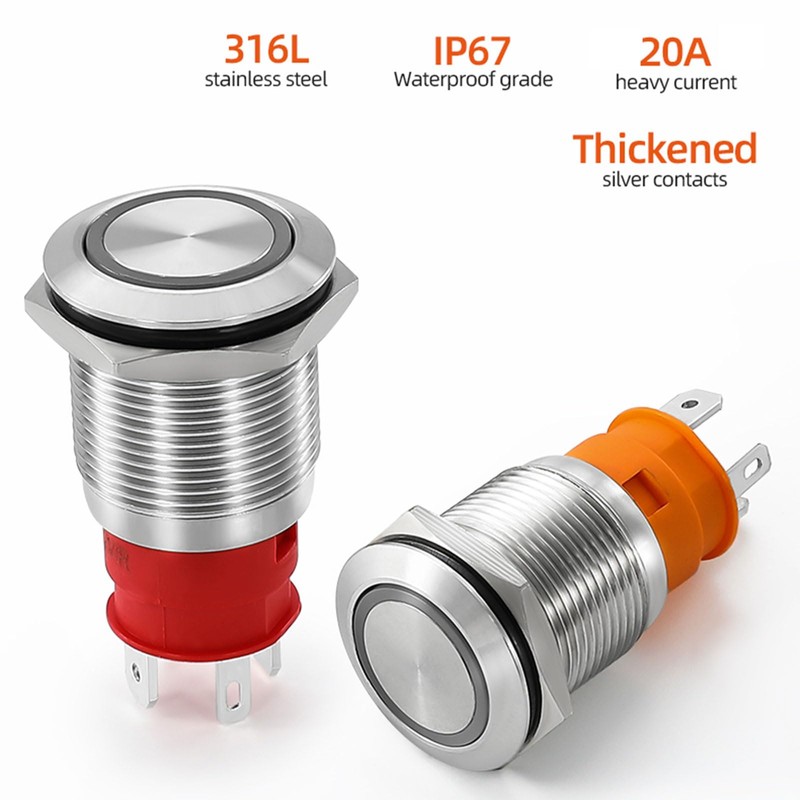 ZOYSEAY 12V Push Button Switch 20A Light Switch, with 12-24V
