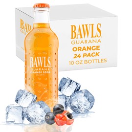 BAWLS Guarana Mandarin Orange, BAWLS Guarana Drink, Guarana Soda, Guarana Fueled Soda for Energy, High Energy Caffeinated Drink, 10oz 24 Pack Glass Bottles