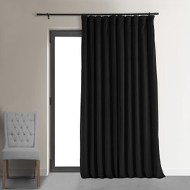 HPD Half Price Drapes Extra Wide Signature Blackout Velvet Curtains 96 Inch Long 1 Panel, 4-Pass Hotel Blackout Lined Window Curtains Thermal Blackout Curtains for Bedroom 100W x 96L, Black