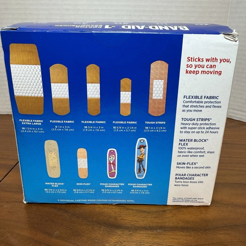 Band Aid 110 FAMILY PACK ADHESIVE BANDAGES ASSORTED SIZES for