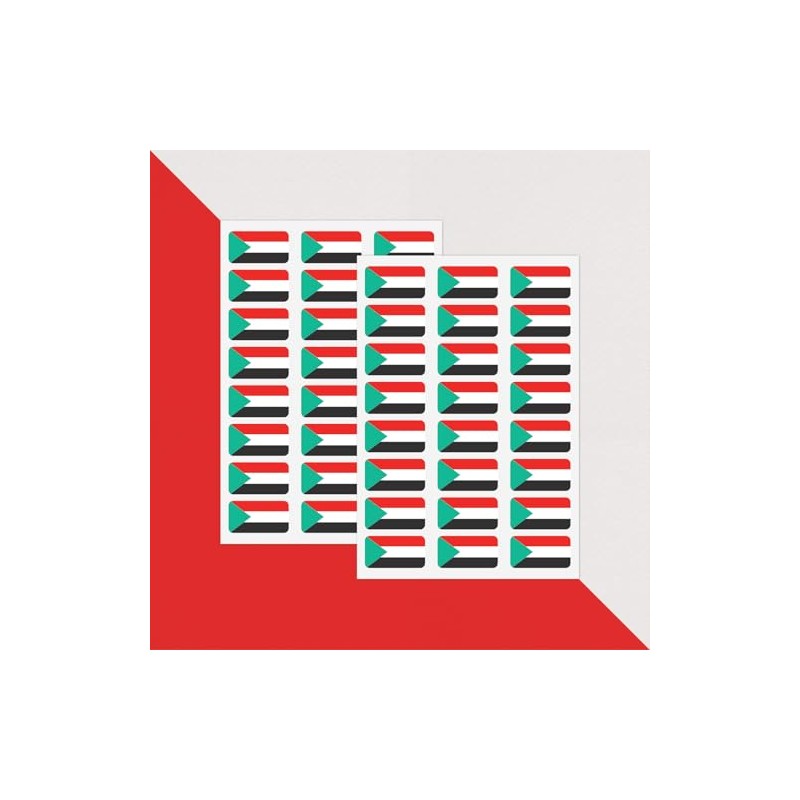 PAPERZIP - Sudan Flags – 48 Stickers for Business, Schools,