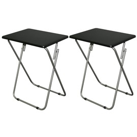 eHemco Folding TV Tray Tables for Eating, Portable Dinner Table for Small Space, Couch, Living Room, 19" X 15" X 26" Inches, Black, Set of 2