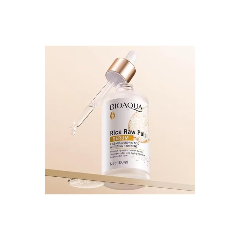 BIOAQUA Sérum Facial de Arroz con Ácido Hialurónico, 100ml, Hidratante,