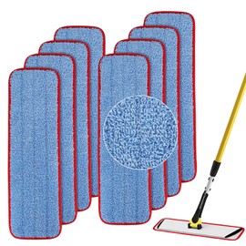 18.5 inch Microfiber Mop Replacement for Rubbermaid Commercial: Commercial Microfiber Dust Mop Wet&Dry Commercial Cleaning Flat Mop Refills Fit for Any Microfiber Flat Mop (8 Pack)